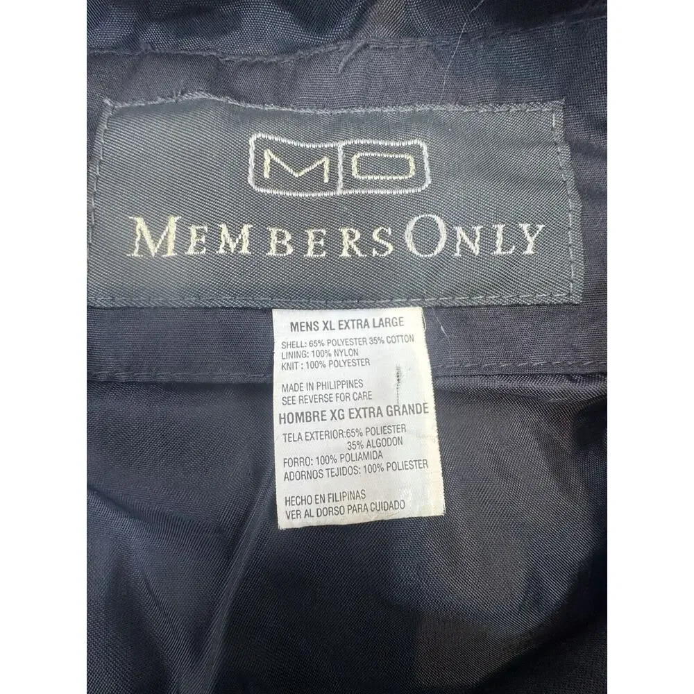 Vintage Members Only Jacket Mens XL Black Bomber Racer Windbreaker Full Zip